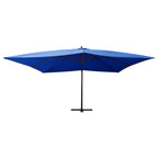 Vidaxl zweefparasol met houten paal 400x300 cm azuurblauw