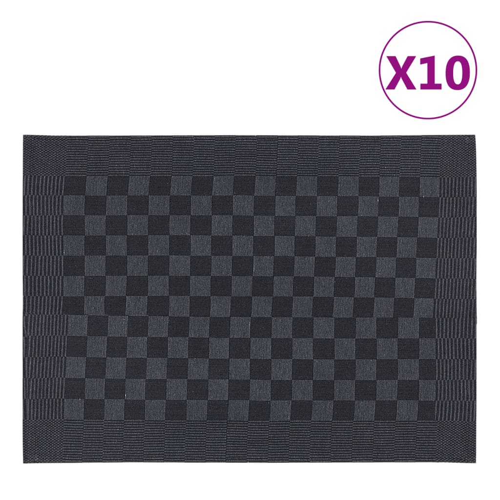 VidaXL Keukendoeken 10 st 50x70 cm katoen zwart en grijs