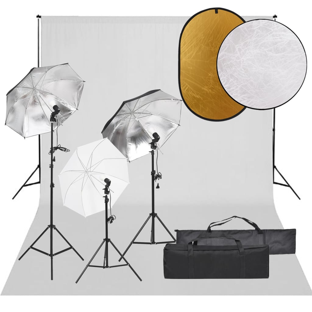 Vidaxl fotostudioset met verlichtingsset, achtergrond en reflector