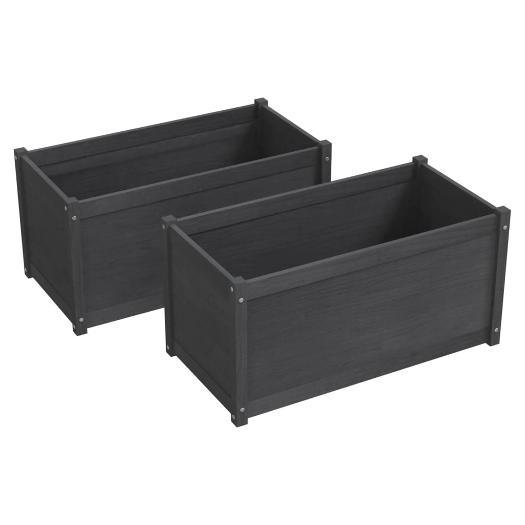 VidaXL Plantenbakken 2 st 100x50x50 cm massief grenenhout grijs
