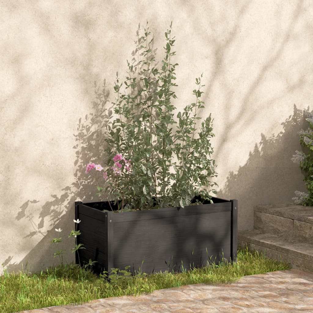 VidaXL Plantenbakken 2 st 100x50x50 cm massief grenenhout grijs