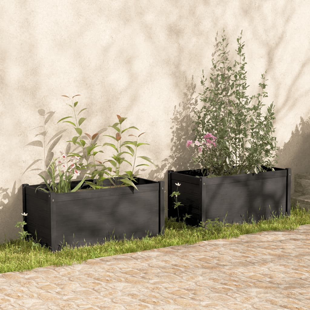 VidaXL Plantenbakken 2 st 100x50x50 cm massief grenenhout grijs