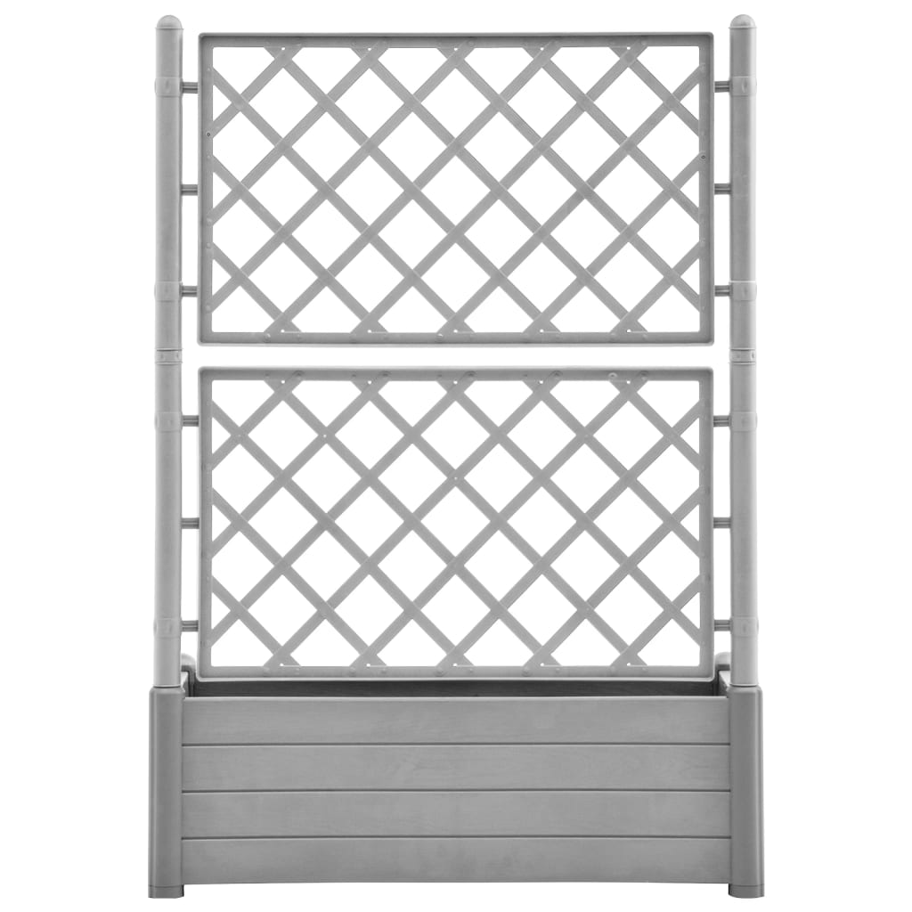 Vidaxl plantenbak met latwerk 100x43x142 cm pp-steen grijs