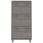 Vidaxl schoenenkast hamar 59,5x35x117 cm massief grenenhout lichtgrijs