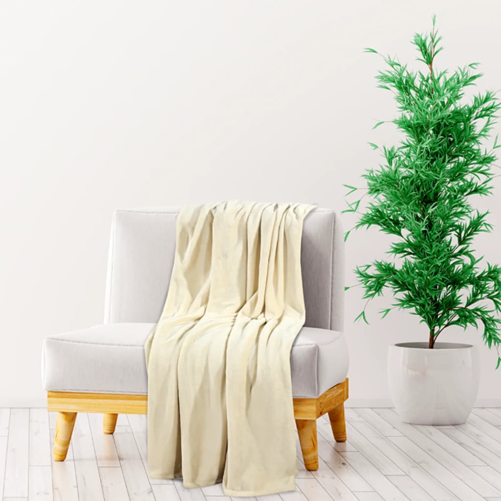 Vidaxl deken 150x200 cm polyester crèmekleurig