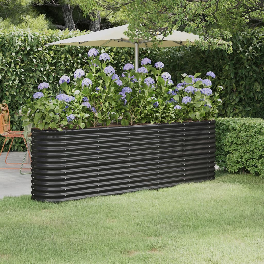 Vidaxl plantenbak 224x40x68 cm gegalvaniseerd staal antracietkleurig