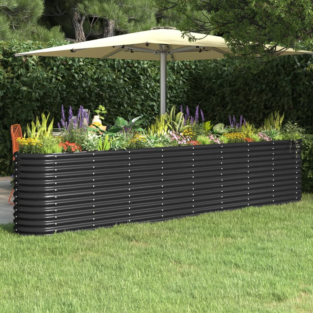 Vidaxl plantenbak 332x40x68 cm gegalvaniseerd staal antracietkleurig
