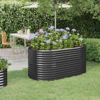 Vidaxl plantenbak 152x80x68 cm gepoedercoat staal antracietkleurig