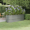 VidaXL Plantenbak 224x80x68 cm gepoedercoat staal zilverkleurig