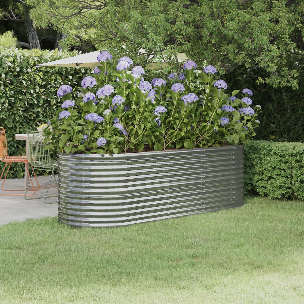 VidaXL Plantenbak 224x80x68 cm gepoedercoat staal zilverkleurig