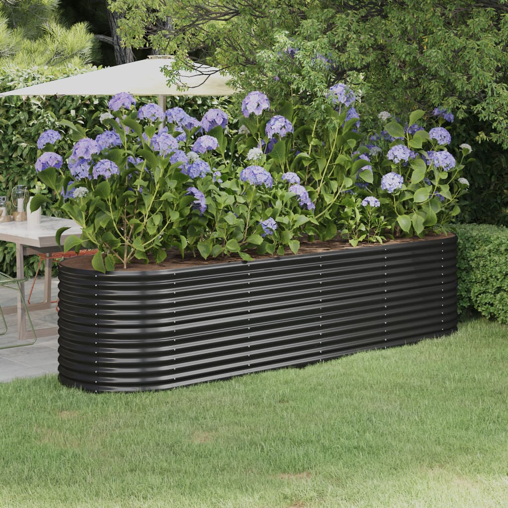 Vidaxl plantenbak 296x80x68 cm gegalvaniseerd staal antracietkleurig