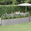 Vidaxl plantenbak 368x80x68 cm gegalvaniseerd staal zilverkleurig