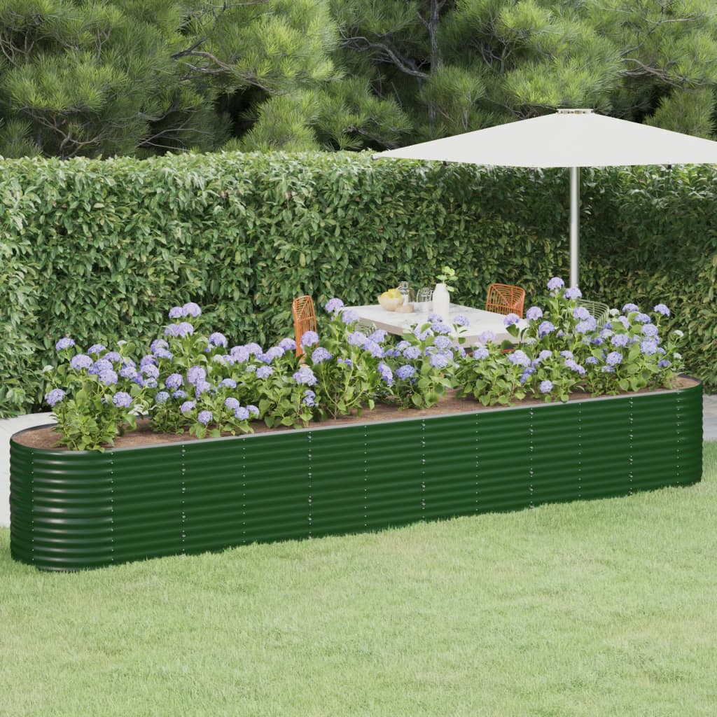 VidaXL Plantenbak 440x80x68 cm gepoedercoat staal groen