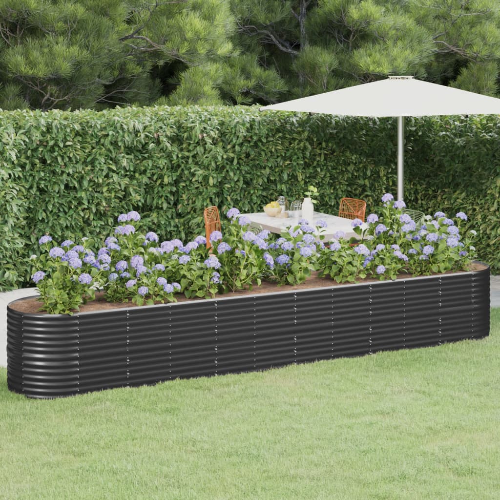 Vidaxl plantenbak 440x80x68 cm gegalvaniseerd staal antracietkleurig