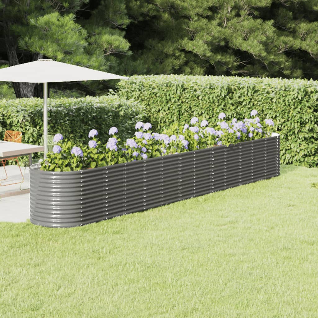 VidaXL Plantenbak 512x80x68 cm gepoedercoat staal grijs
