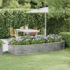 VidaXL Plantenbak 249x100x36 cm gepoedercoat staal zilverkleurig