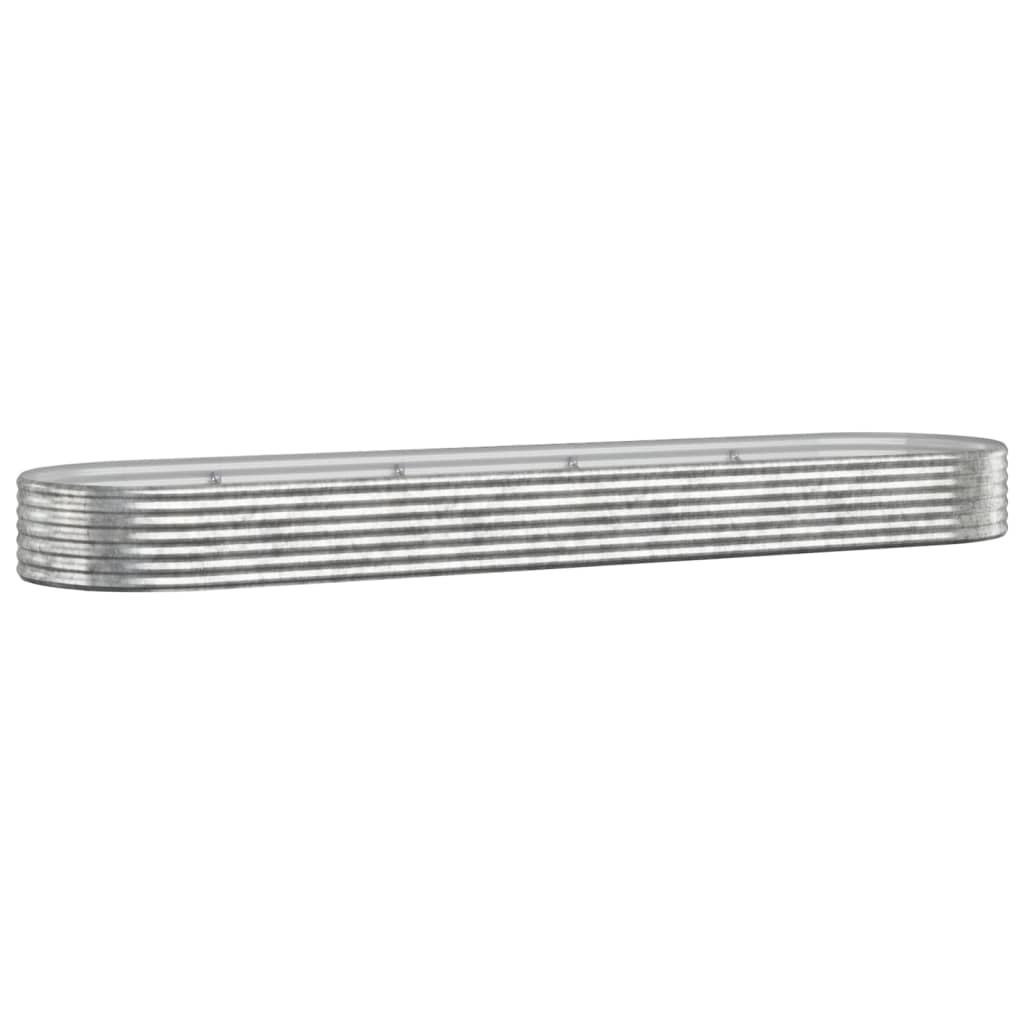 Vidaxl plantenbak 396x100x36 cm gepoedercoat staal zilverkleurig