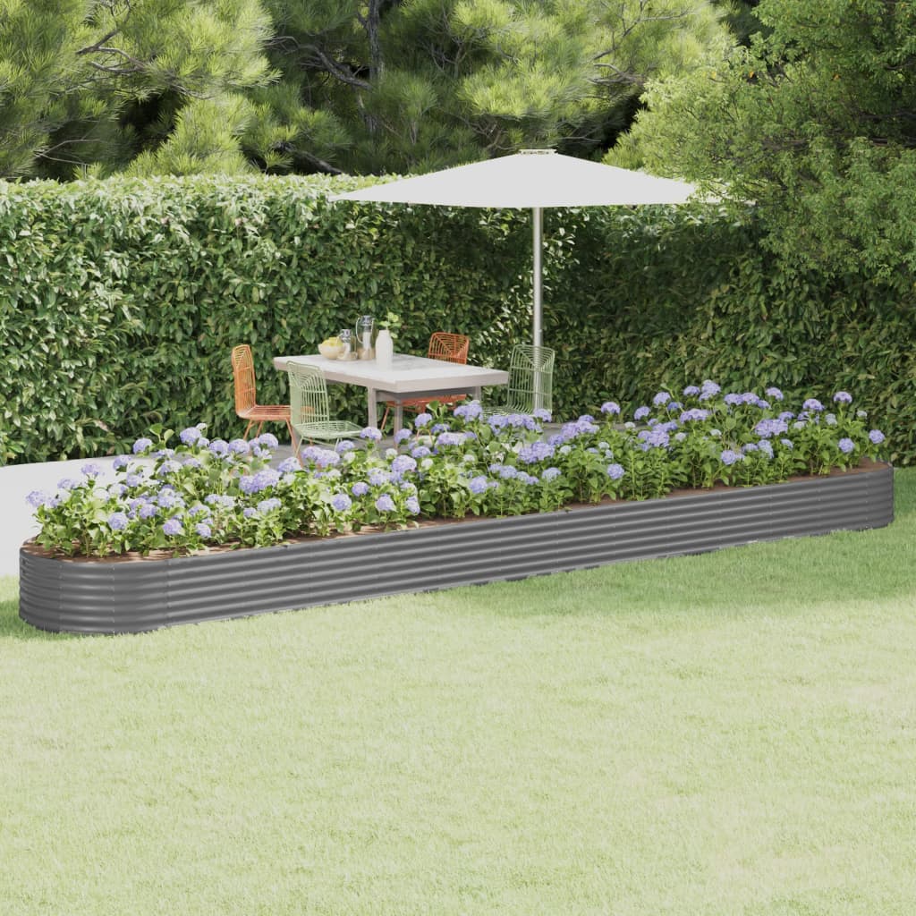 VidaXL Plantenbak 544x100x36 cm gepoedercoat staal grijs