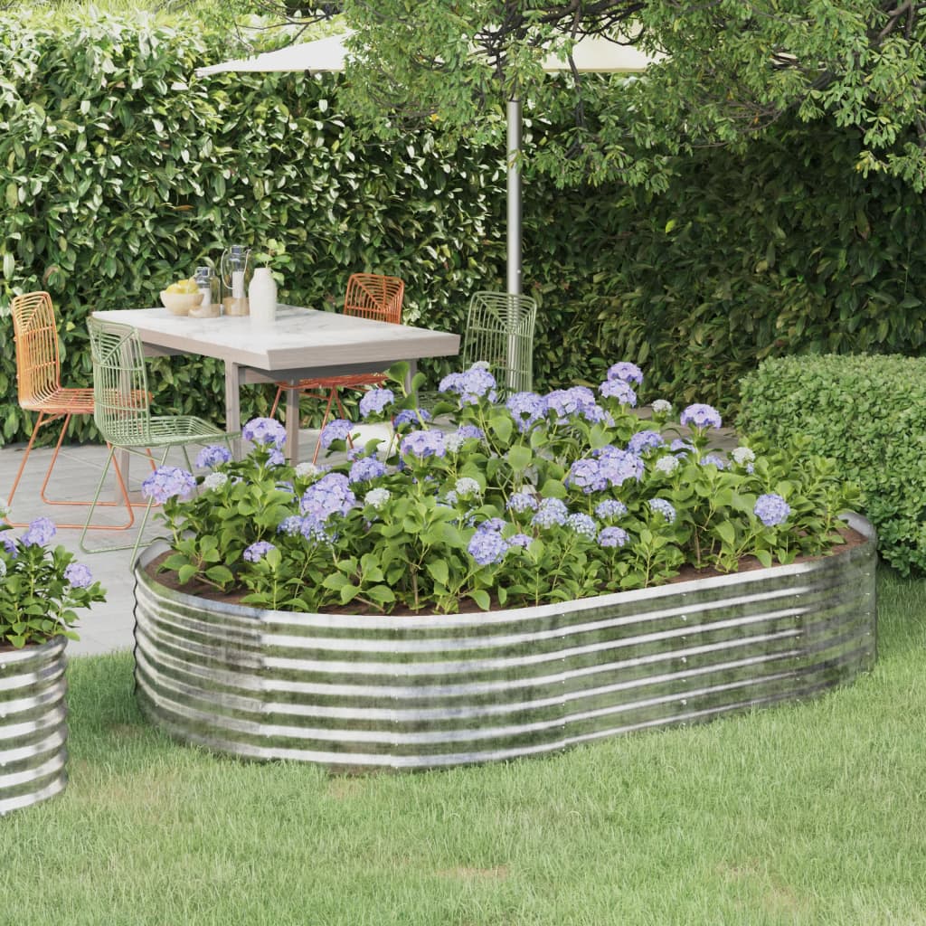 VidaXL Plantenbak 214x140x36 cm gepoedercoat staal zilverkleurig