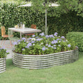 VidaXL Plantenbak 214x140x36 cm gepoedercoat staal zilverkleurig