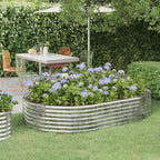 VidaXL Plantenbak 214x140x36 cm gepoedercoat staal zilverkleurig