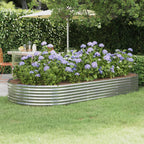 VidaXL Plantenbak 296x140x36 cm gepoedercoat staal zilverkleurig