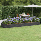VidaXL Plantenbak 450x140x36 cm gepoedercoat staal antracietkleurig