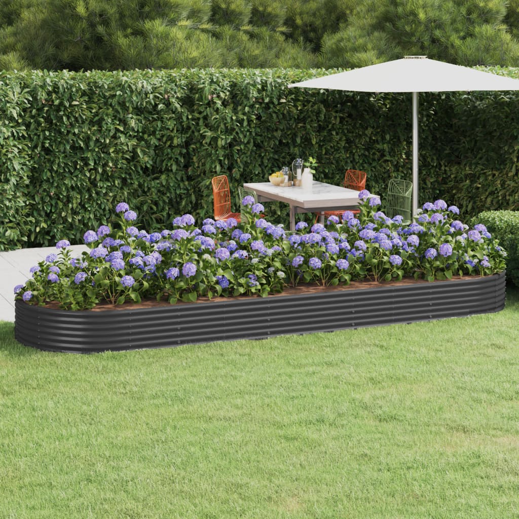 VidaXL Plantenbak 450x140x36 cm gepoedercoat staal antracietkleurig