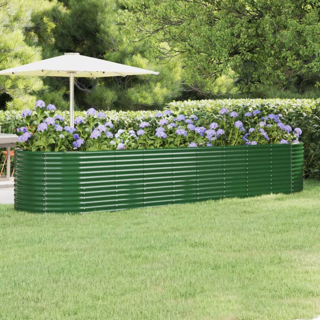 Vidaxl plantenbak 396x100x68 cm gegalvaniseerd staal groen