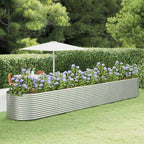 VidaXL Plantenbak 554x100x68 cm gepoedercoat staal zilverkleurig