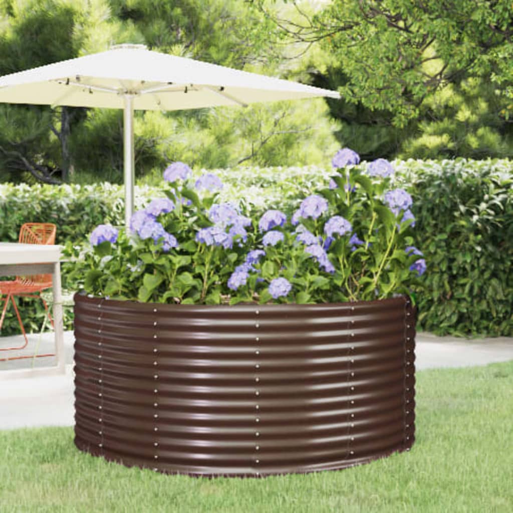 VidaXL Plantenbak 140x140x68 cm gepoedercoat staal bruin