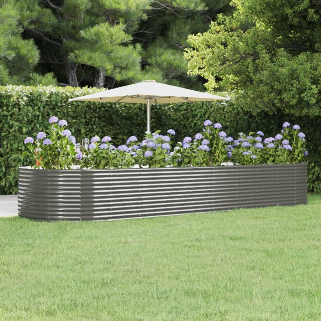 Vidaxl plantenbak 447x140x68 cm gepoedercoat staal grijs