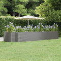 Vidaxl plantenbak 447x140x68 cm gepoedercoat staal grijs