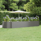 Vidaxl plantenbak 447x140x68 cm gepoedercoat staal grijs
