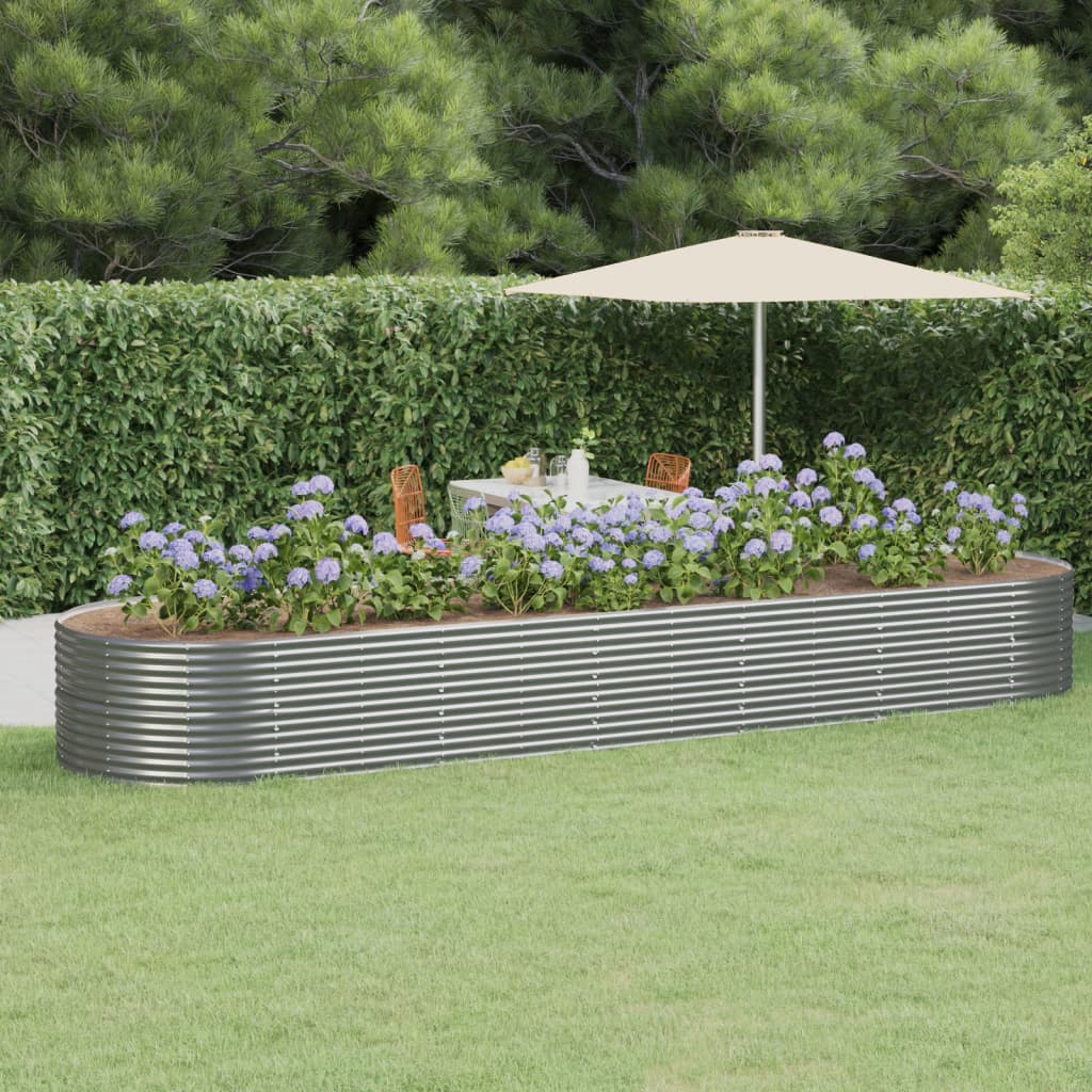 VidaXL Plantenbak 510x140x68 cm gepoedercoat staal grijs