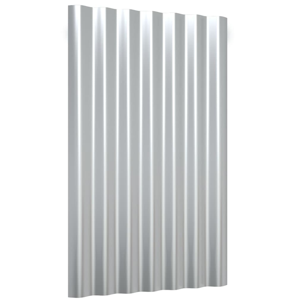 VidaXL Dakpanelen 12 st 60x36 cm gepoedercoat staal zilverkleurig