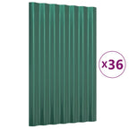 Vidaxl dakpanelen 36 st 60x36 cm gegalvaniseerd staal groen