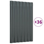 Vidaxl dakpanelen 36 st 60x36 cm gegalvaniseerd staal antracietkleurig