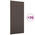 VidaXL Dakpanelen 36 st 80x36 cm gepoedercoat staal bruin