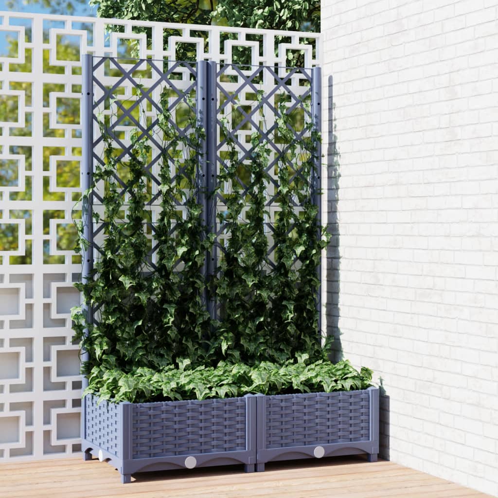 Vidaxl plantenbak met trellis blauwgrijs 80x40x121,5 cm pp