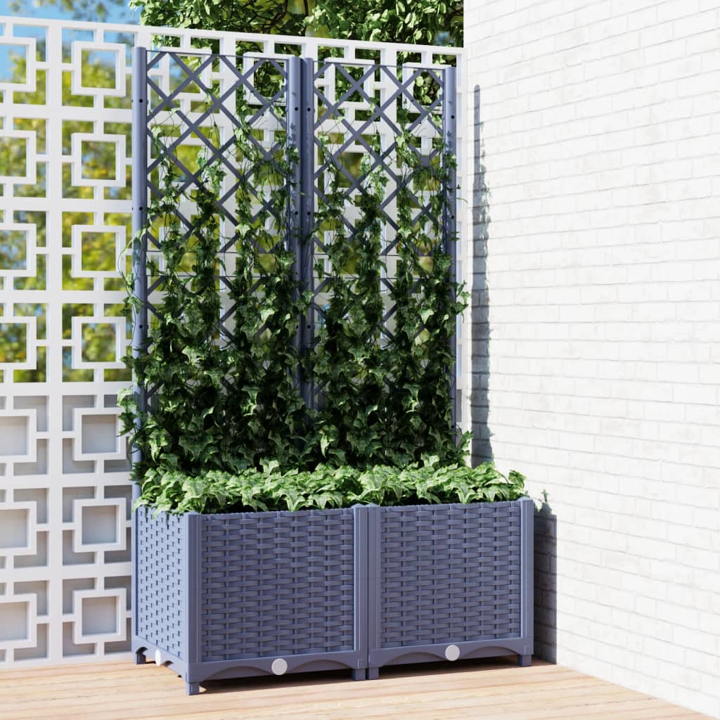 Vidaxl plantenbak met trellis blauwgrijs 80x40x136 cm pp