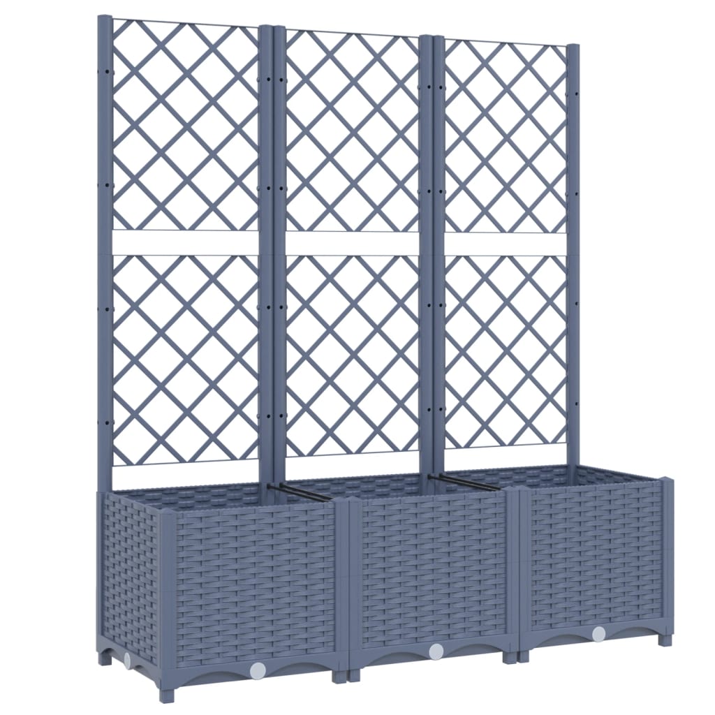 Vidaxl plantenbak met latwerk 120x40x136 cm polypropeen blauwgrijs
