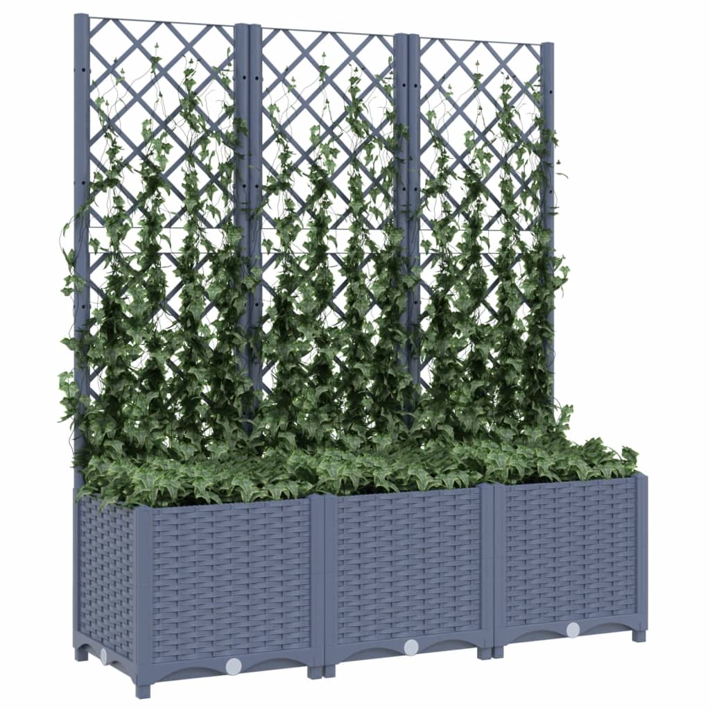 Vidaxl plantenbak met latwerk 120x40x136 cm polypropeen blauwgrijs