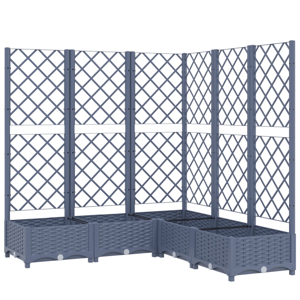 Vidaxl plantenbak met latwerk 120x120x121,5 cm polypropeen blauwgrijs