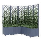 Vidaxl plantenbak met latwerk 120x120x136 cm polypropeen blauwgrijs