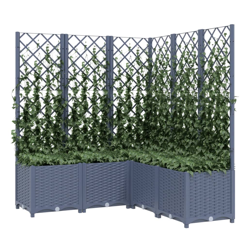 Vidaxl plantenbak met latwerk 120x120x136 cm polypropeen blauwgrijs