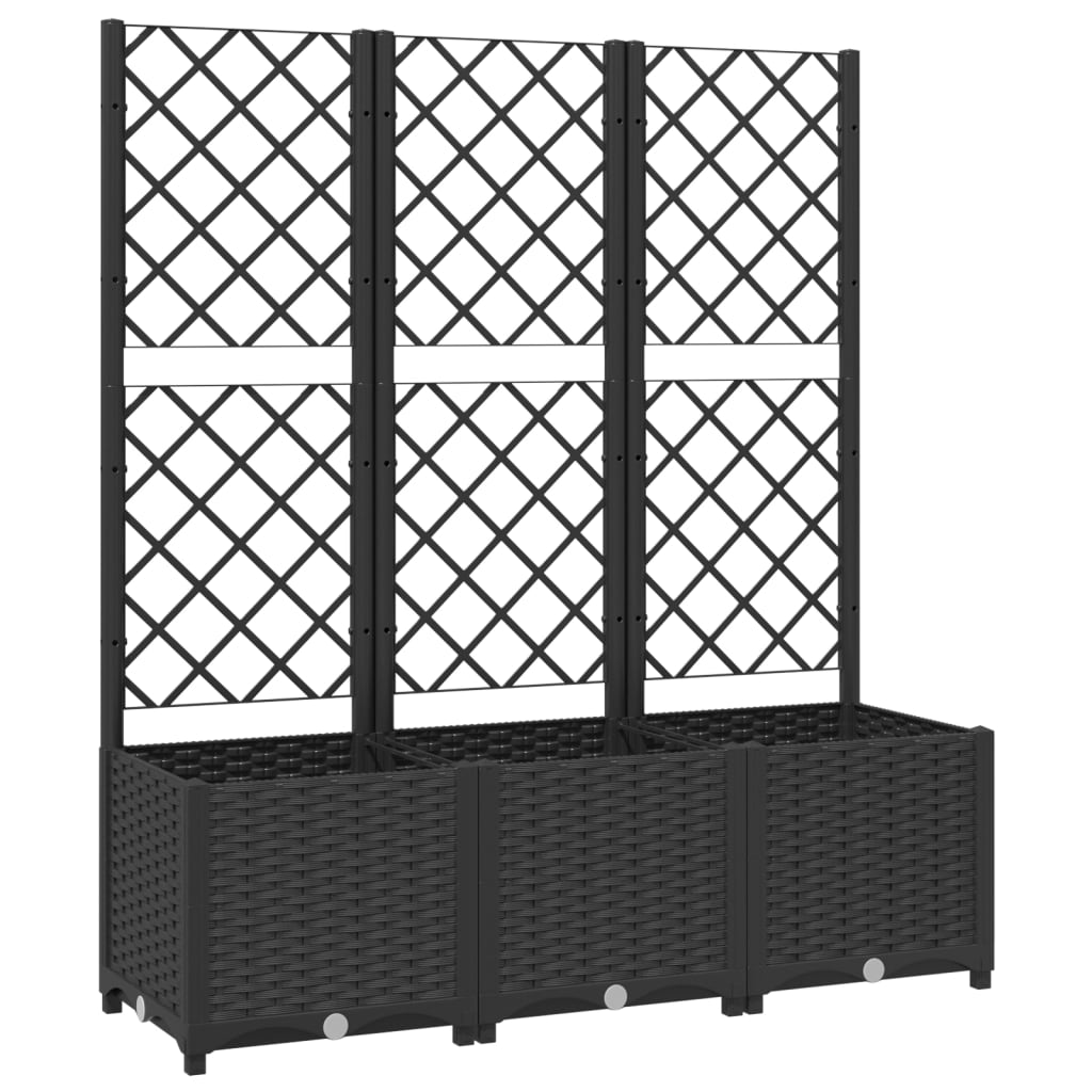Vidaxl plantenbak met trellis zwart 120x40x136 cm pp