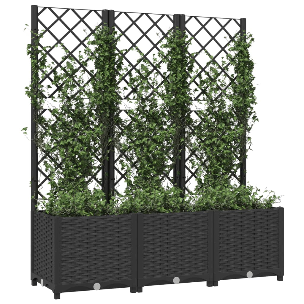 Vidaxl plantenbak met trellis zwart 120x40x136 cm pp