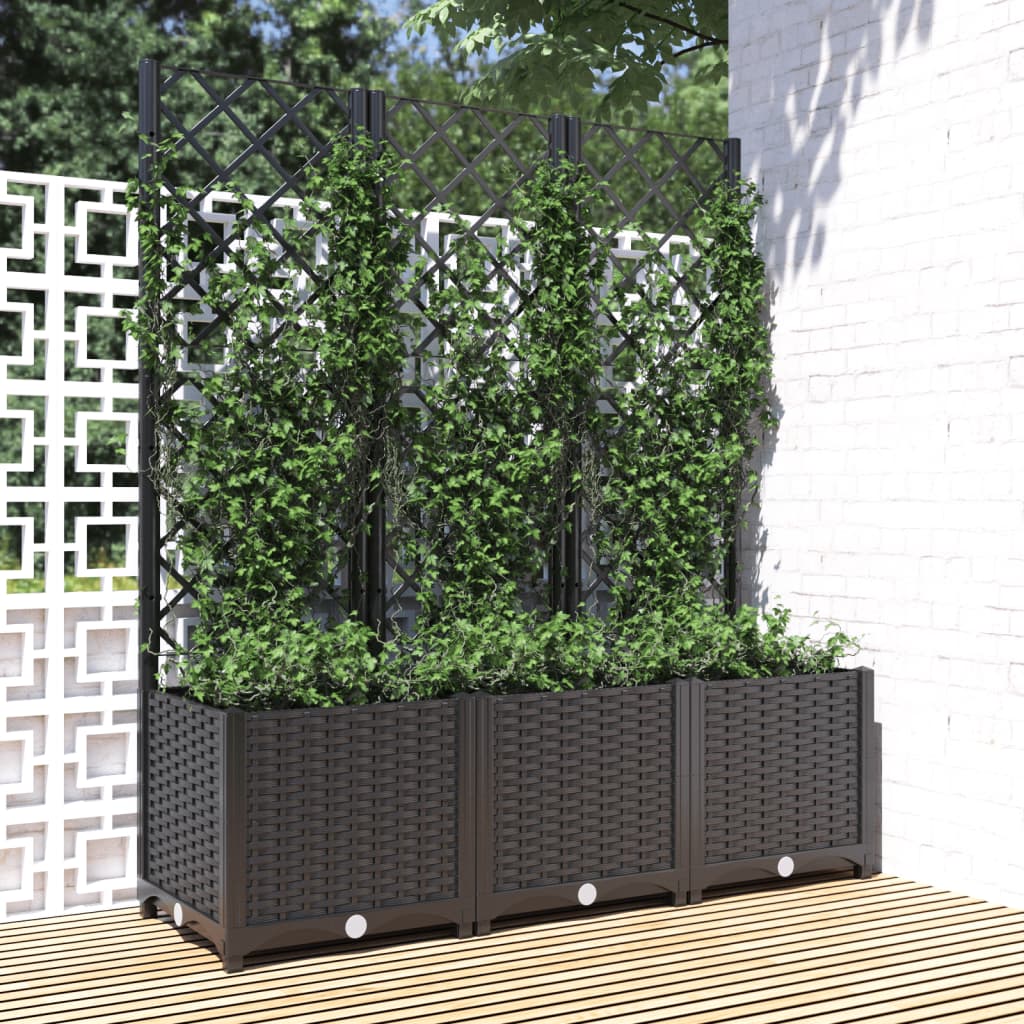 Vidaxl plantenbak met trellis zwart 120x40x136 cm pp