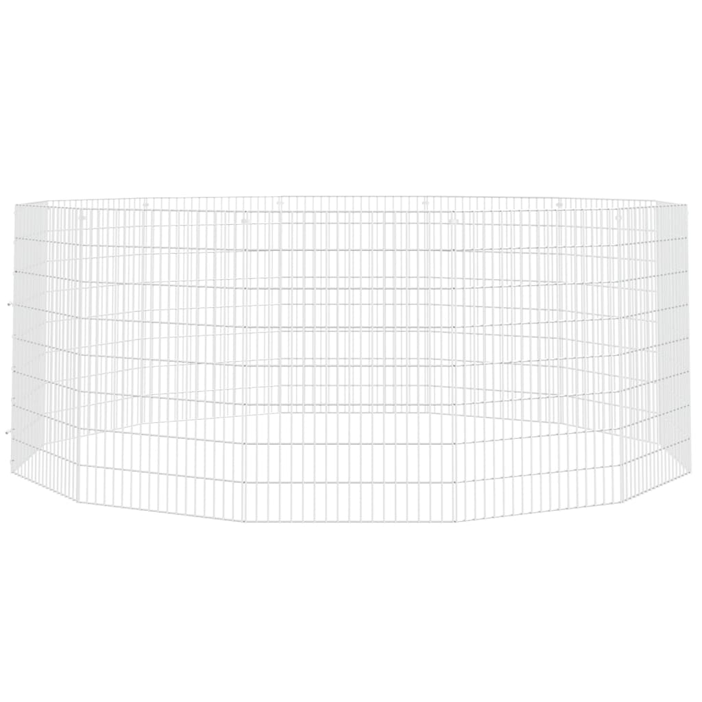 VidaXL Dierenverblijf 12 panelen 54x80 cm gegalvaniseerd ijzer